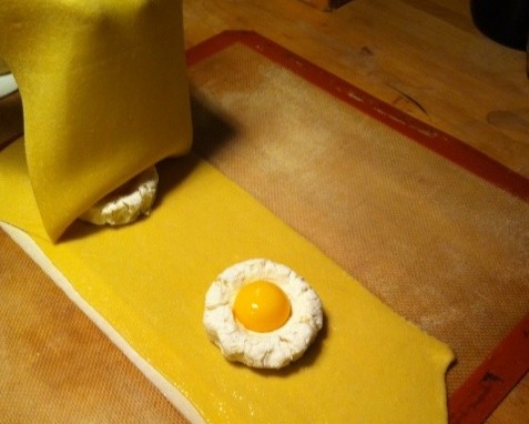 ravioli with an egg yolk ravioli with an egg yolk